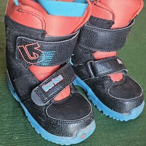 Burton Kids Black and Red Snow Boots with Blue Accents